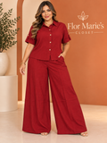 Set Plus Size Rojo Con Botones - Conjunto Elegante y Cómodo