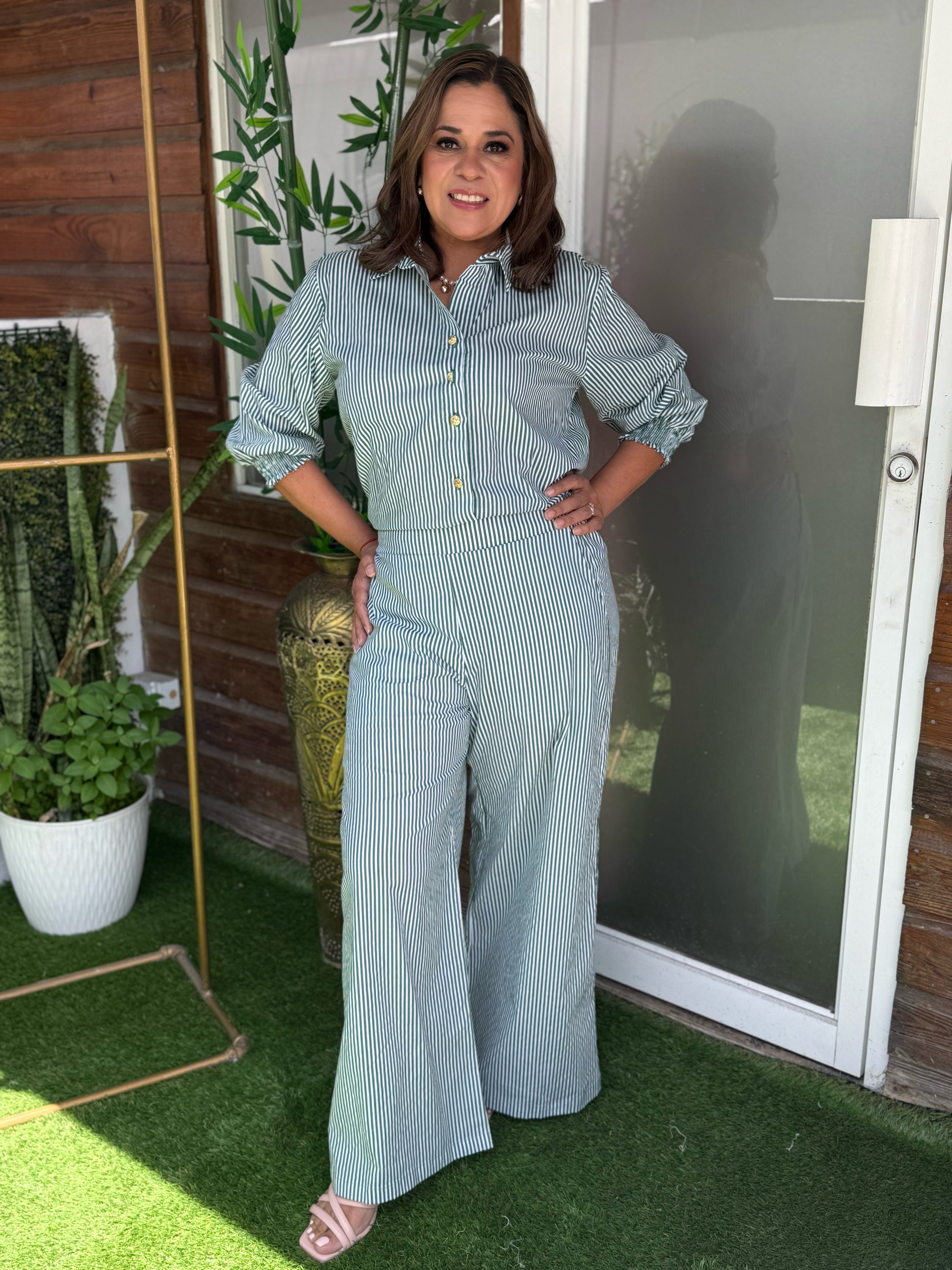 PANTALON LAURA LINEAS VERDE