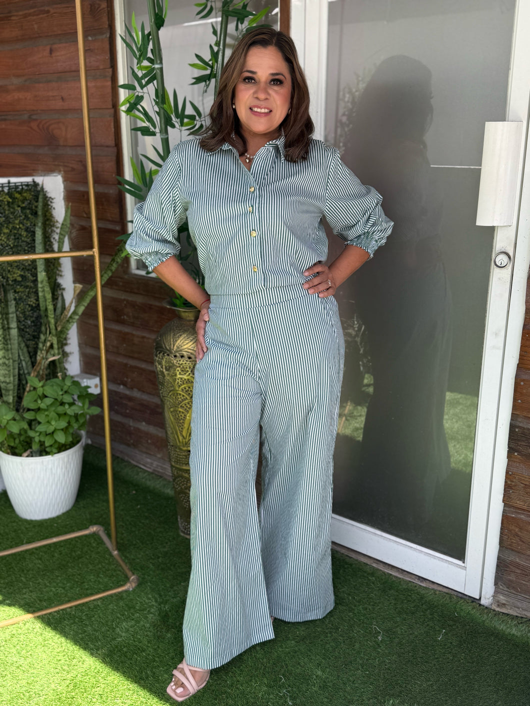 PANTALON LAURA LINEAS VERDE