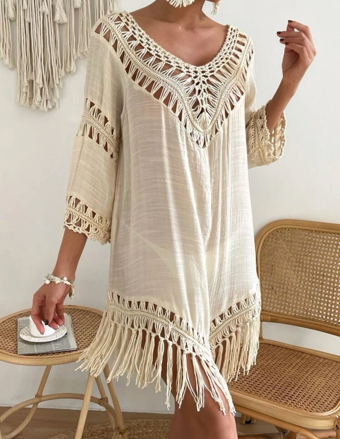 BEIGE BEACH DRESS