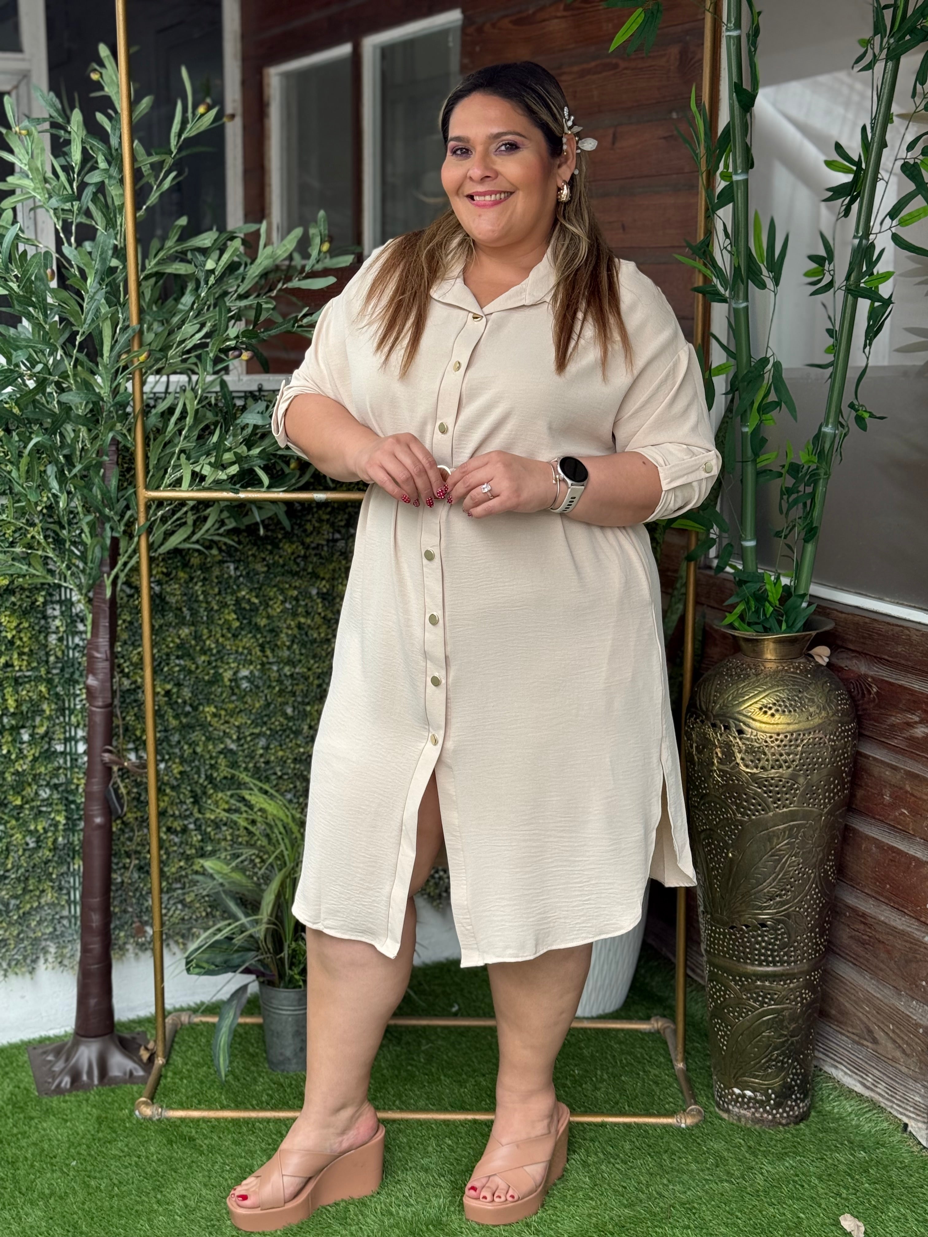 VESTIDO PLUS SIZE LUCIA BEIGE