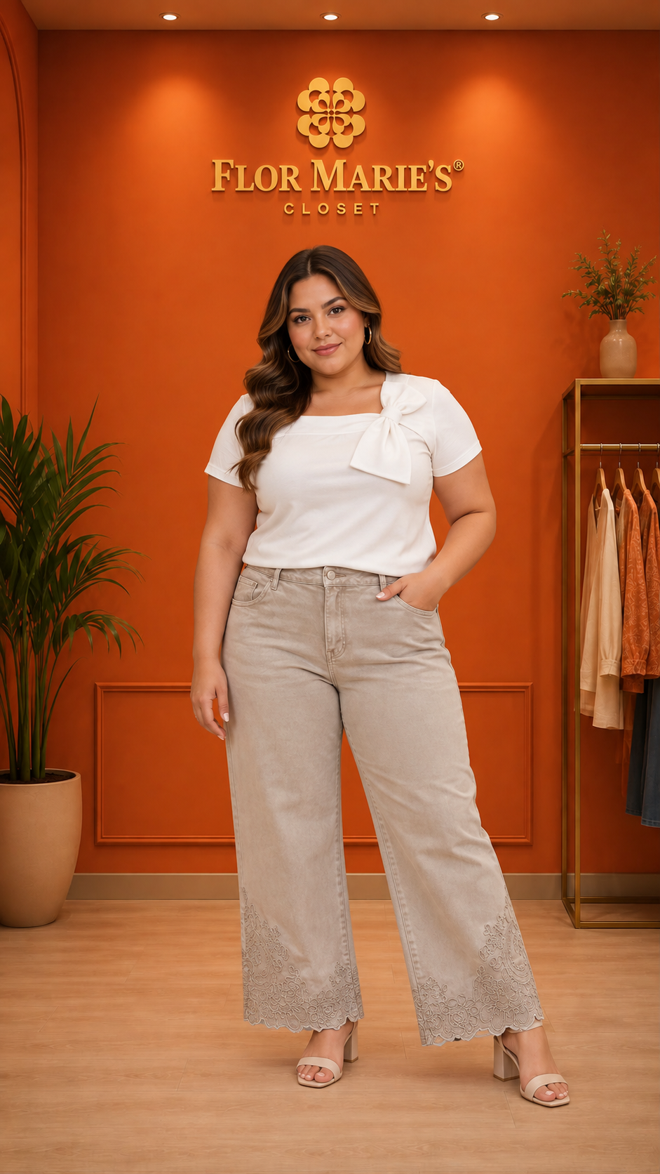 Pantalón Plus Size para Mujer con  Encaje Bordado en Panamá