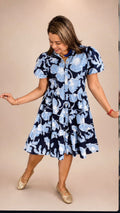 Vestido Floral Azul para Mujer en Panamá/Vestido Casual Elegantey Fresco