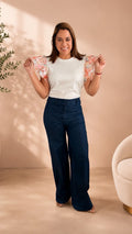 Pantalón Palazzo de Jeans para Mujer en Panamá/Jeans Wide Lea de Talle Alto Elegante