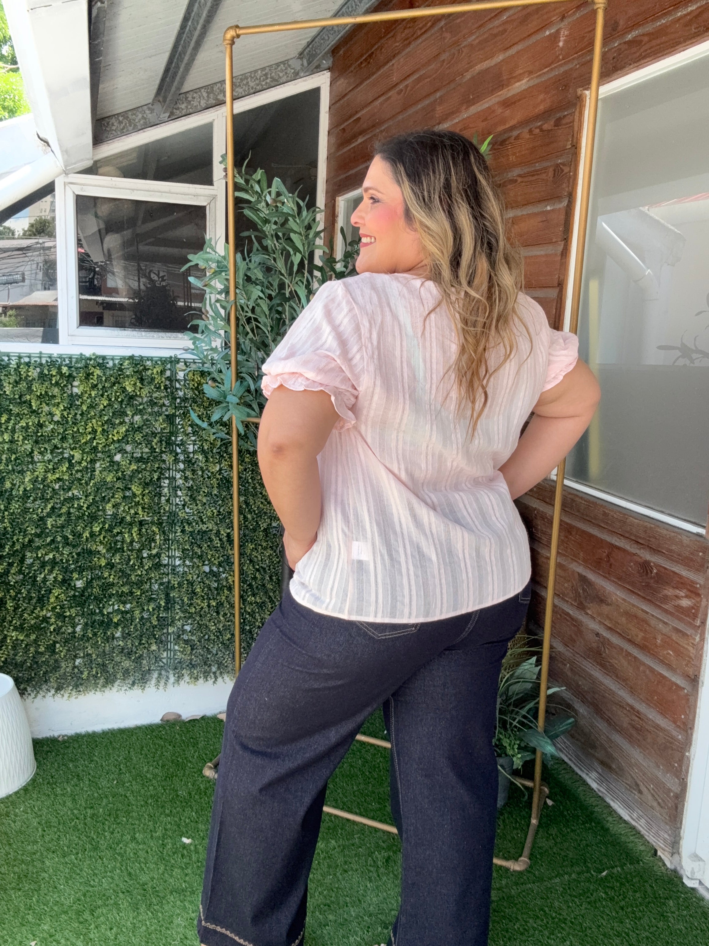 Blusa Plus Size Nude Rosada Texturizada/ Blusa fresca y Elegante para Mujer en Panamá