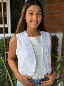 VEST BLANCO BORDADO