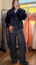 Chaqueta Polka Dots Negra para Mujer/Jacket Moderna en Panamá