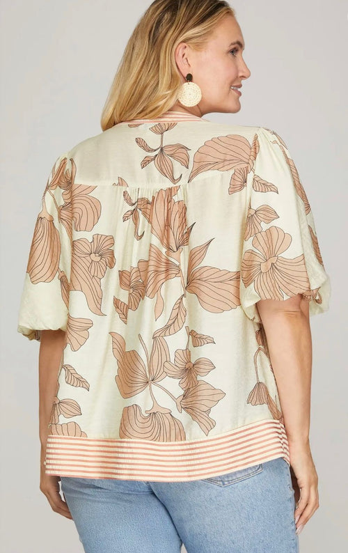 BLUSA ESTAMPADA ROSE PLUS SIZE