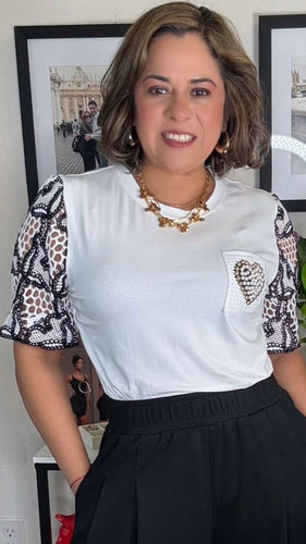 BLUSA BLANCA CORAZON PERLAS