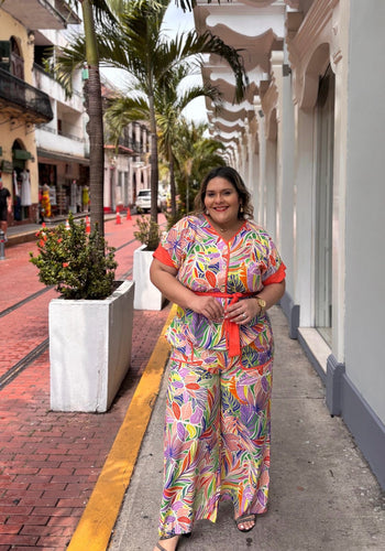 PLUS SET ESTAMPADO NARANJA