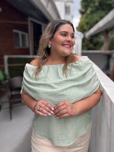 GREEN OFF SHOULDER BLOUSE