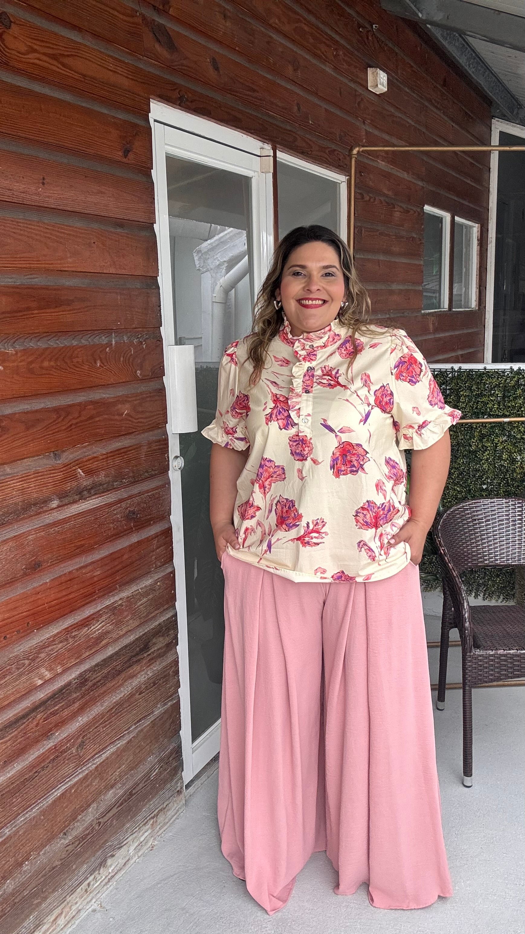 PINK WIDE LEG PANTS