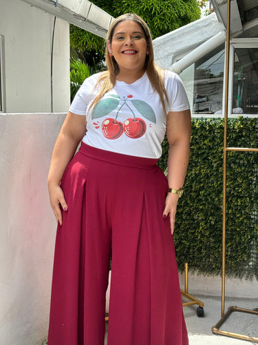 WIDE LEG PANTS BURGUNDY