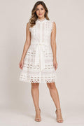 Vestido Blanco Bordado con Cinturón para Mujer | Elegante y Femenino