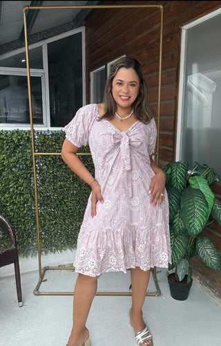 VESTIDO OJALILLO LILA