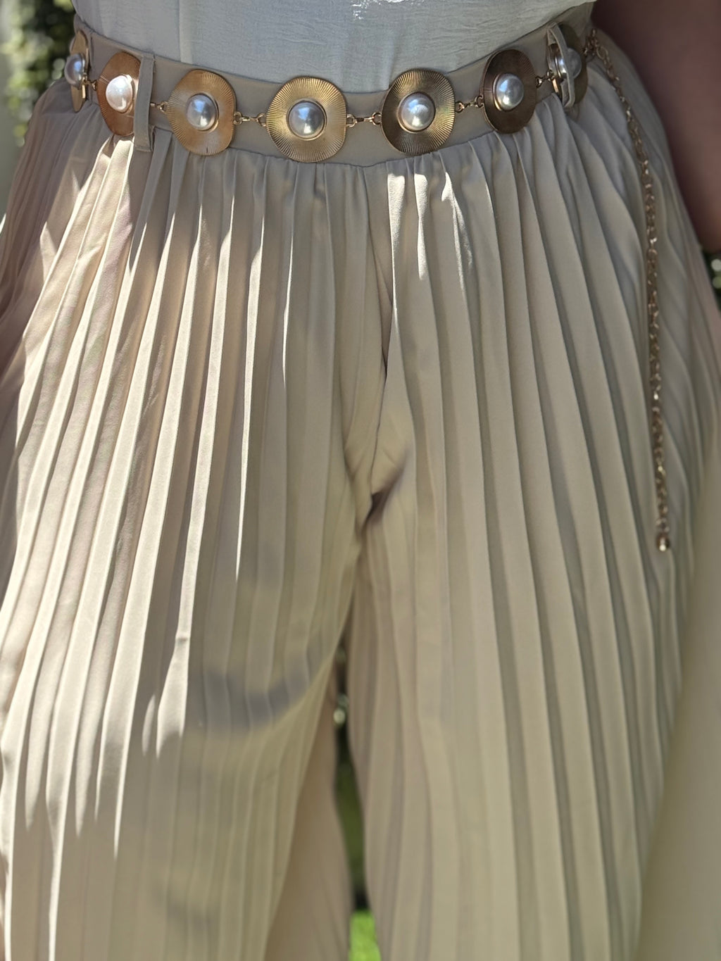PANTALON PLUS SIZE PLISADO BEIGE