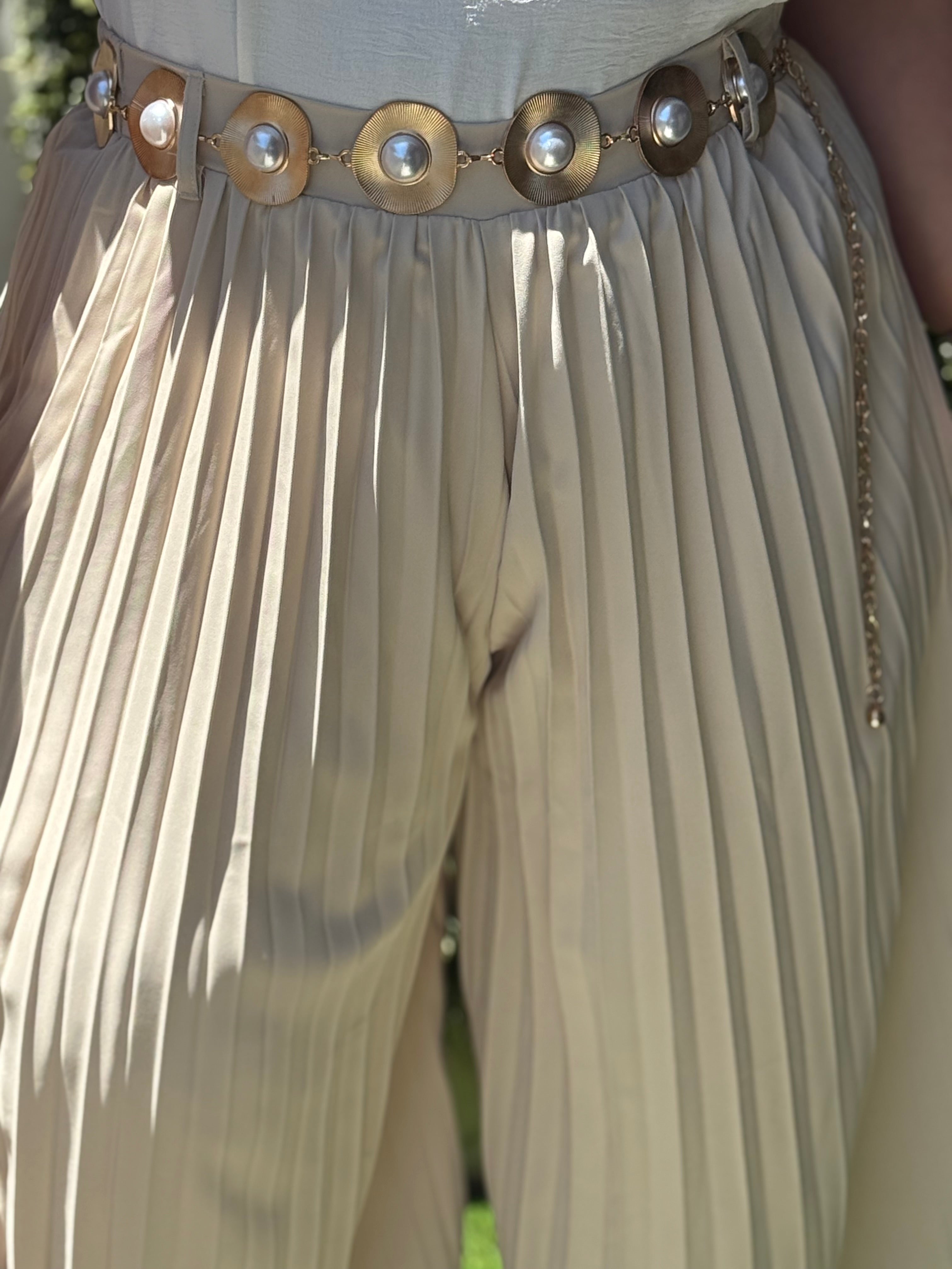 PANTALON PLUS SIZE PLISADO BEIGE