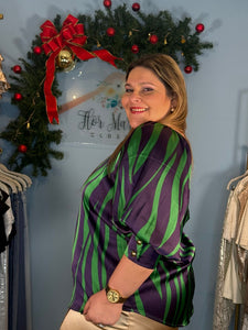 BLUSA PLUS SIZE VERDE CON MORADO