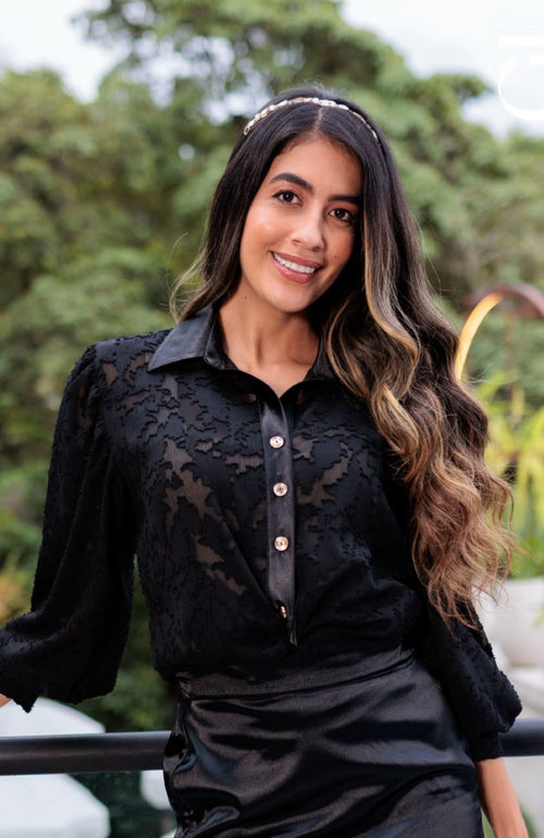 BLUSA CAMISERA VELO NEGRO