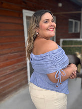 Cargar imagen en el visor de la galería, DENIM OFF SHOULDER BLOUSE