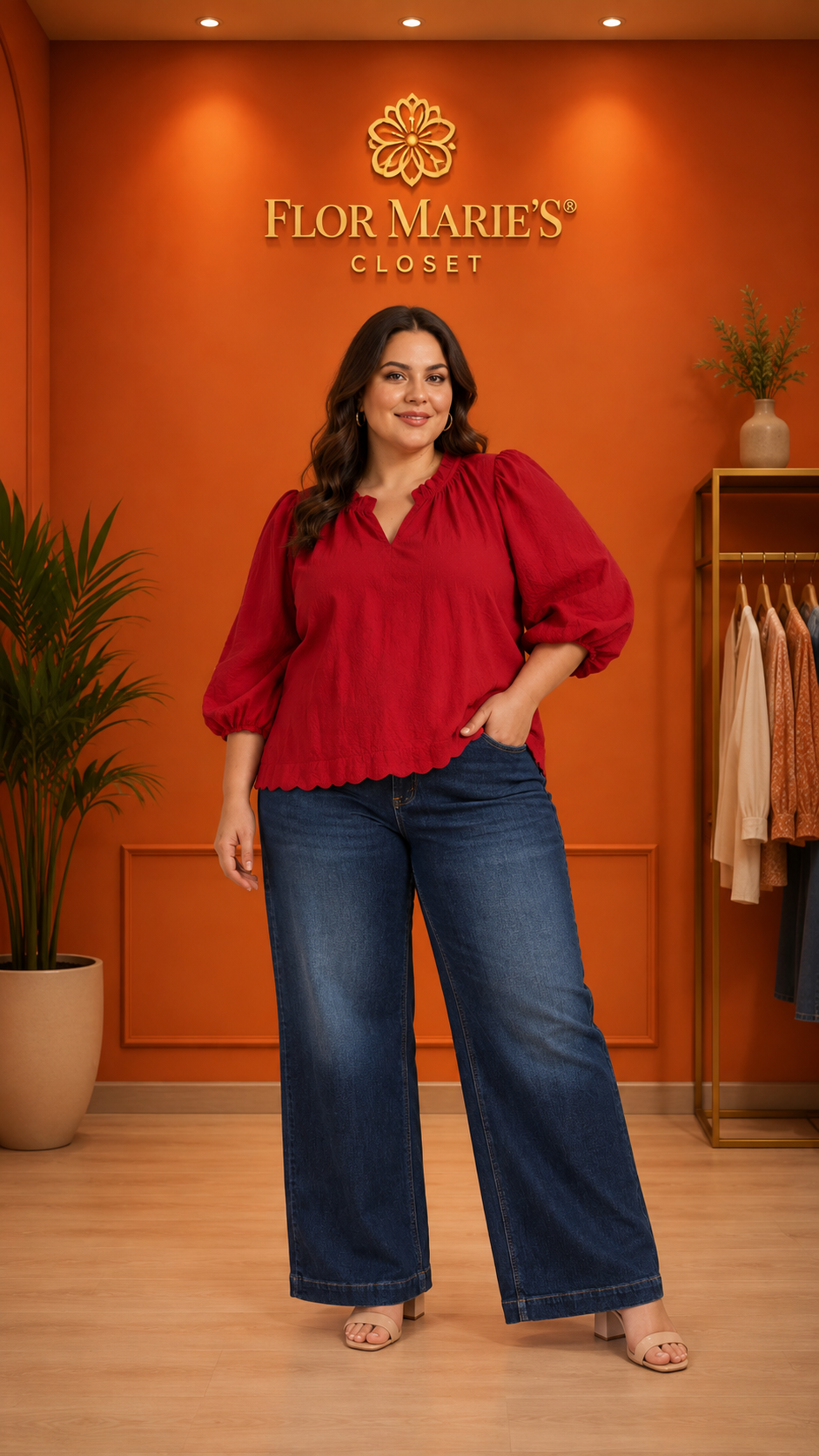 Pantalón Plus Size Azul Oscuro de Corte Recto para Mujer en Panamá