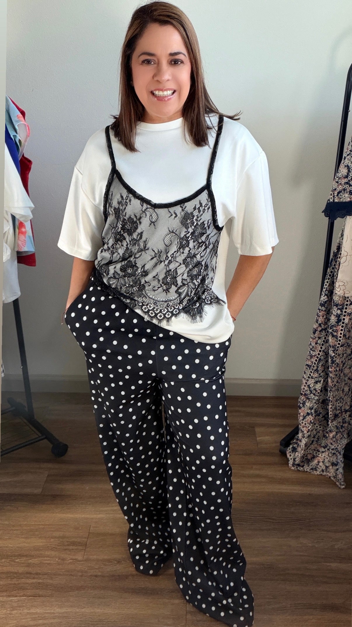Pantalón Palazzo Negro de Lunares para Mujer | Moda Elegante y Casual en Panamá