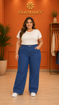 Jeans Plus Size para Mujer Azul – Tiro Alto y Pierna Ancha