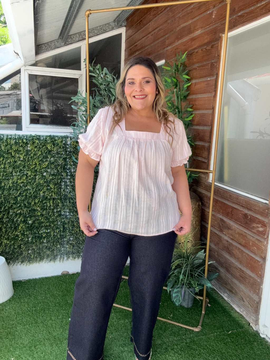 Blusa Plus Size Nude Rosada Texturizada/ Blusa fresca y Elegante para Mujer en Panamá