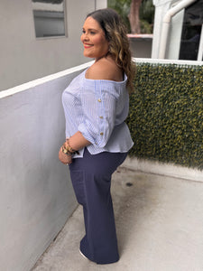 BLUSA YASMIN LINEAS AZULES