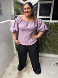 BUBBLE SLEEVE LAVANDER BLOUSE