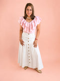 Blusa  Rosada con Volantes para Mujer en Panama / Moda Femenina Elegante