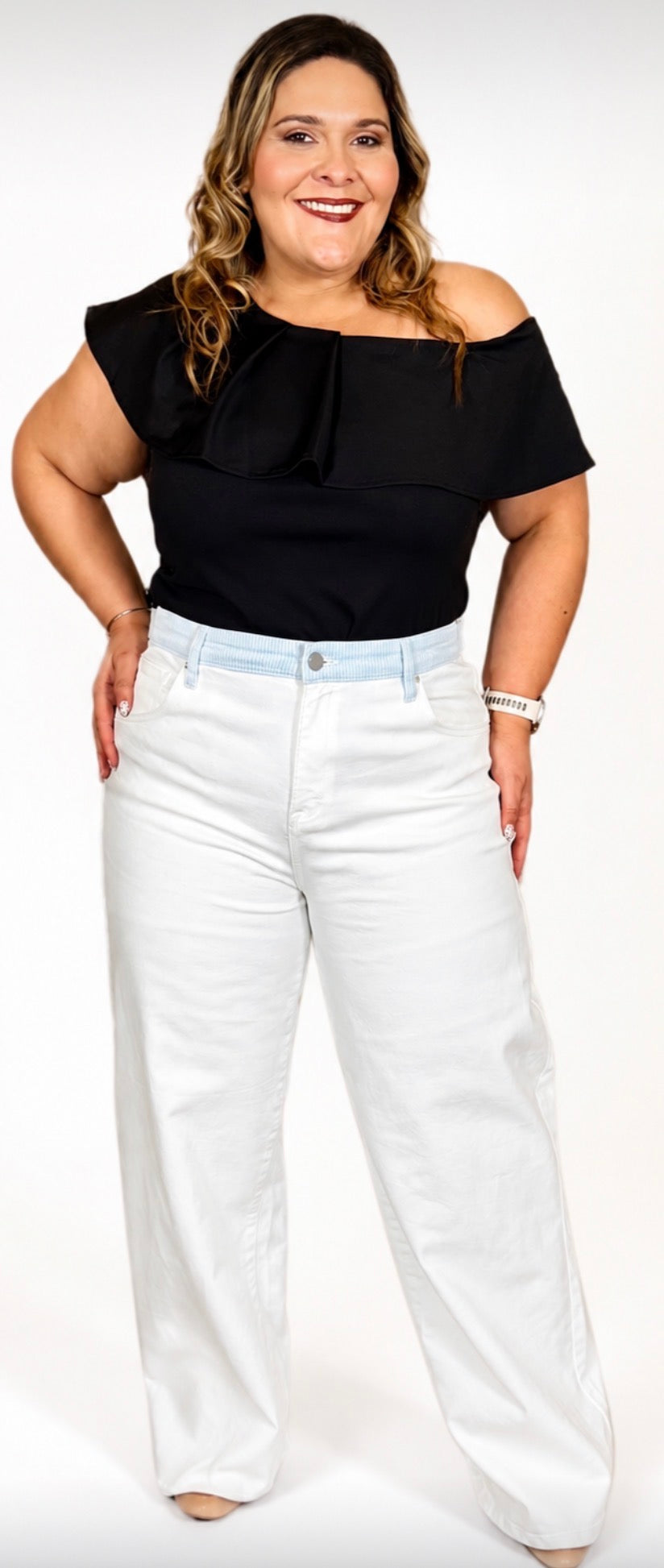 PANTALON BLANCO DE MEZCLILLA PLUS SIZE