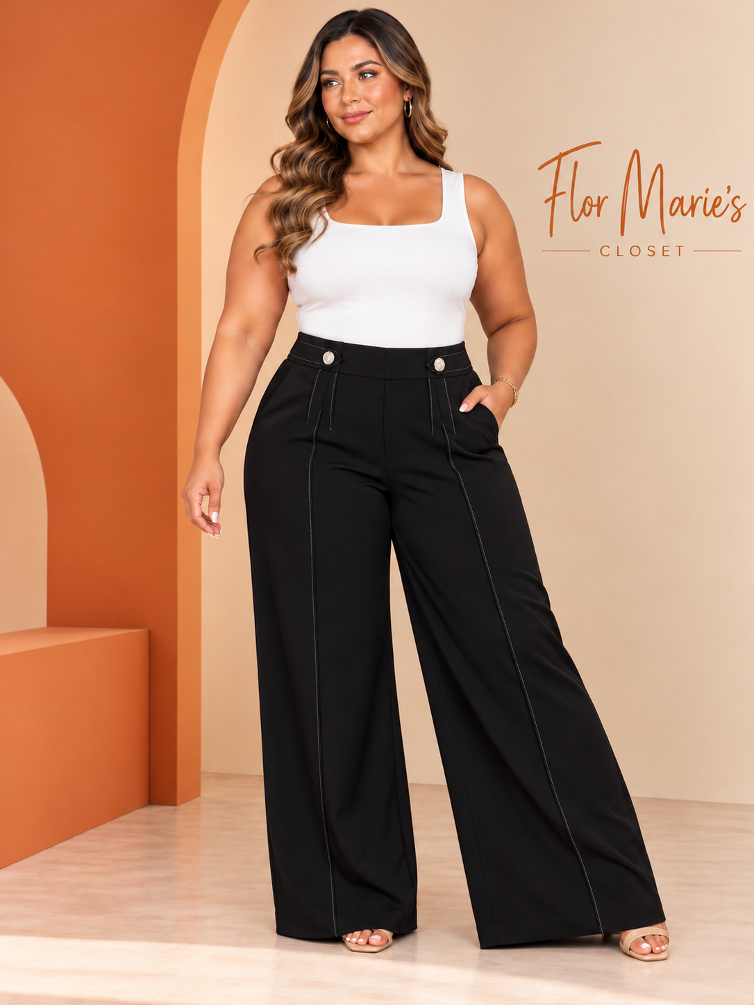 Pantalón Clásico Plus Size De Tela