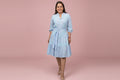 Vestido Celeste Casual para Mujer con Encaje/Vestido Fresco y Elegante para Dama en Panamá