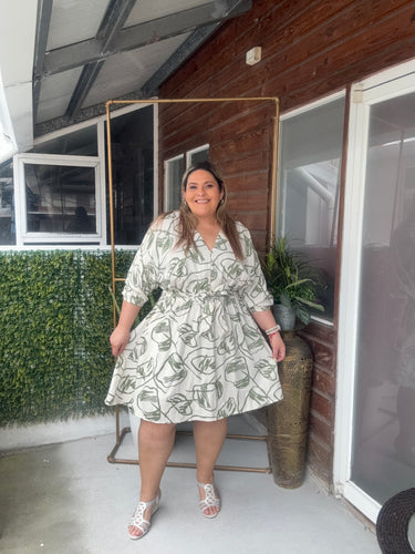 VESTIDO ESTRELLA BEIGE-VERDE