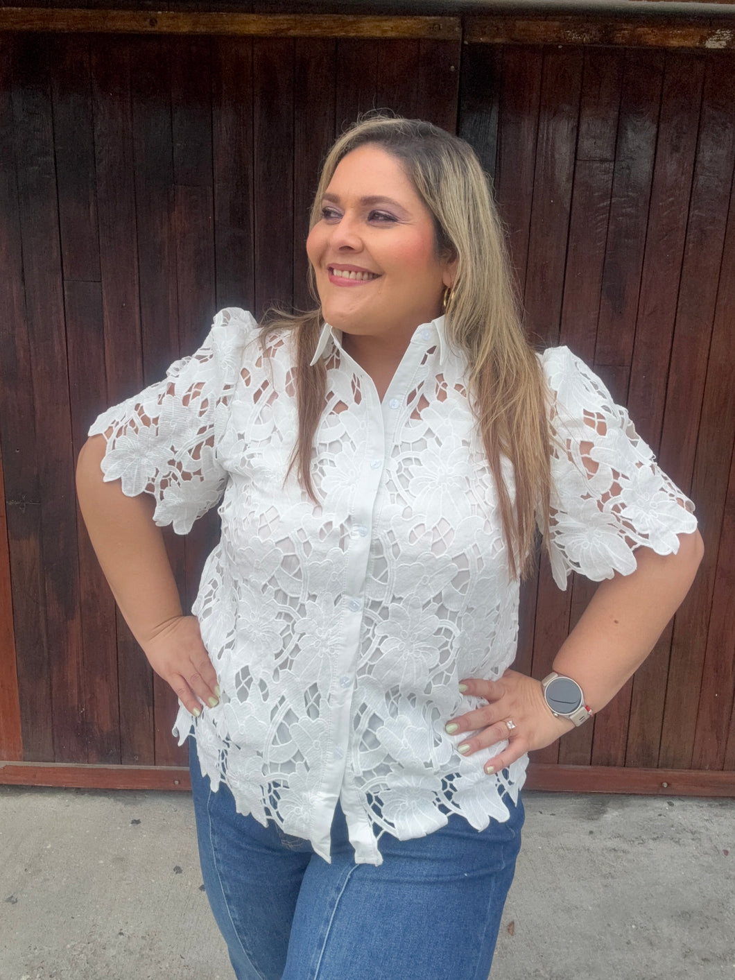 BLUSA ENCAJE BLANCA