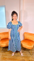 Vestido Midi de Rayas Azul y Blanco para Mujer en Panamá/Vestido elegante Casual