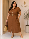 Vestido Camisero Café con Cinturón