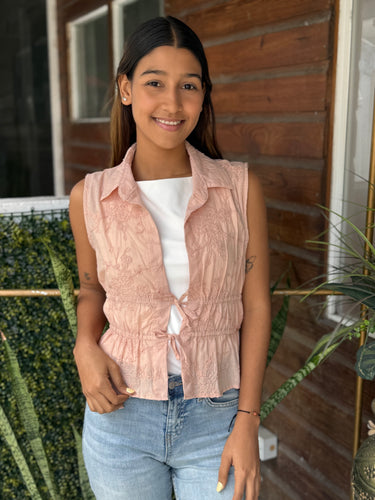VEST  ROSA VIEJA BORDADO
