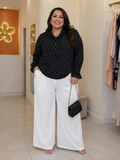 Blusa Negra de Lunares Blancos con Lazo
