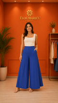 Pantalón Palazzo Azul  Marino Tiro Alto para Mujer | Talla Regular para Mujer en Panamá
