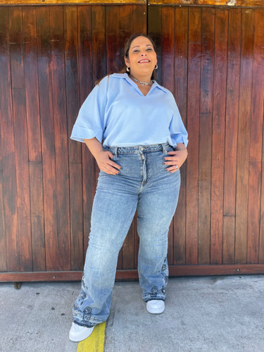 PANTALON DENIM PLUS SIZE BORDADO