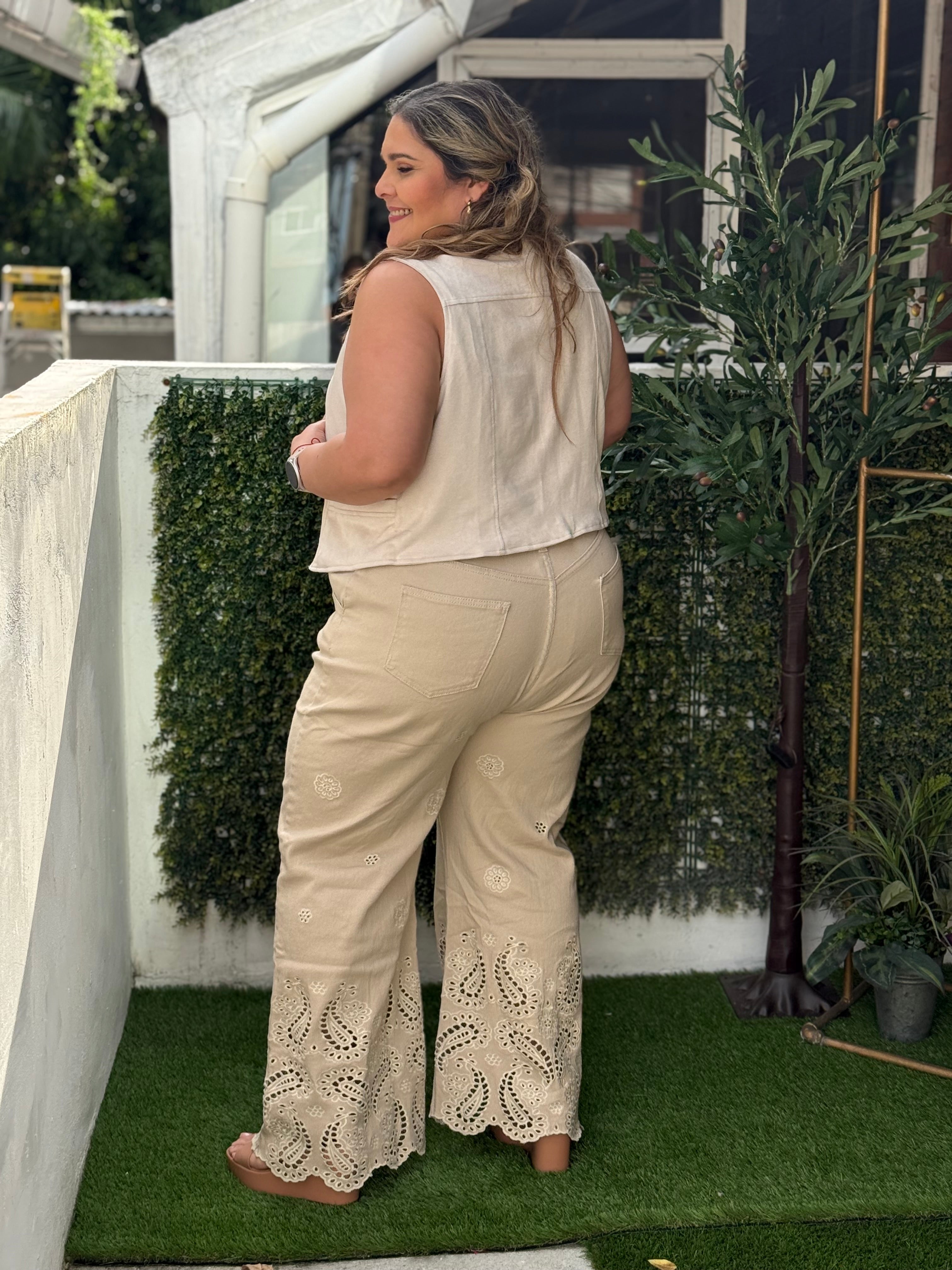 SARISA PANTALON PLUS SIZE GLADYS BEIGE
