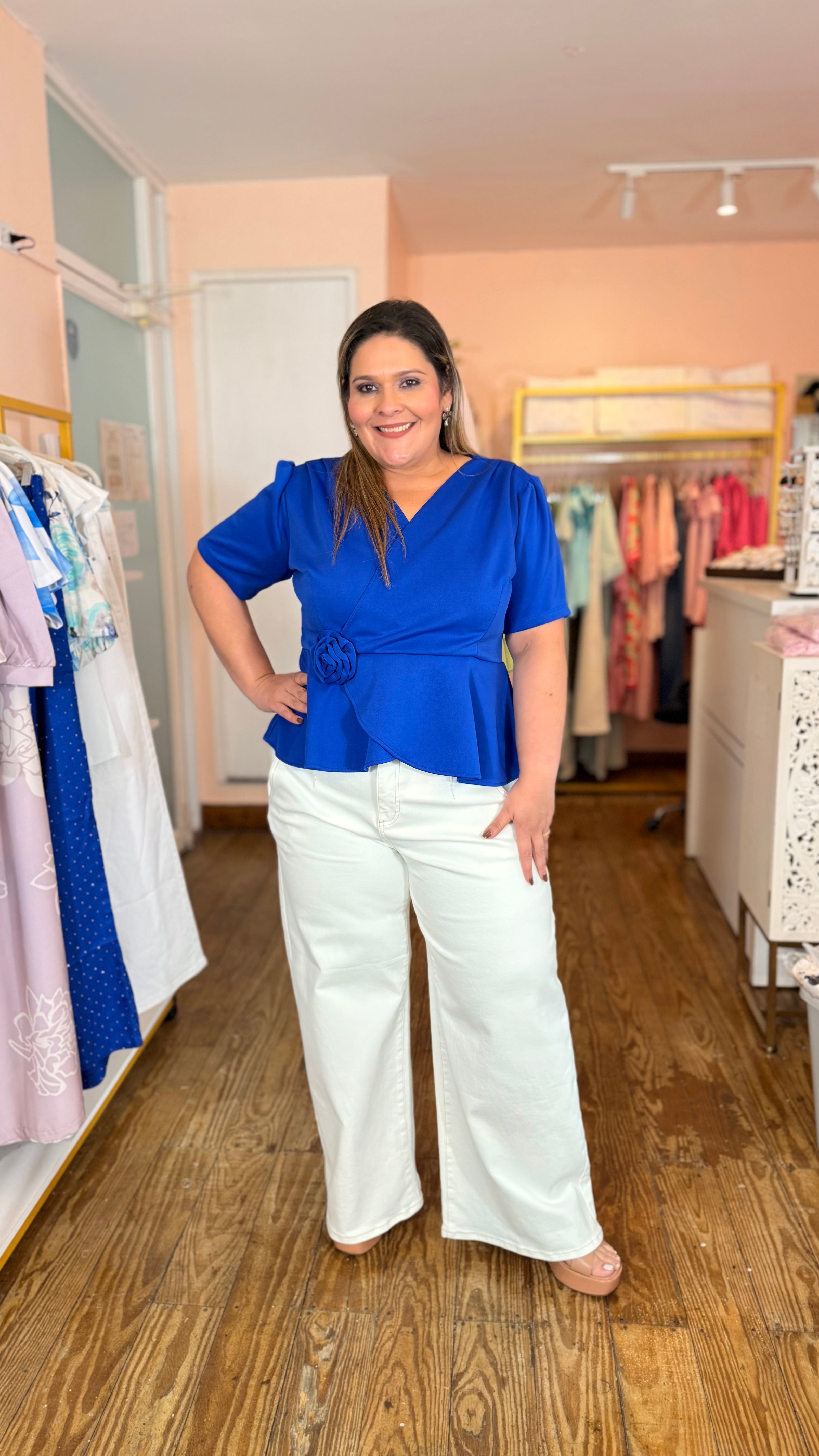 Blusa Azul Rey Peplum para Mujer | Blusa Elegante y Femenina en Panamá