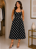 Vestido Lunares Negro Cuello Halter