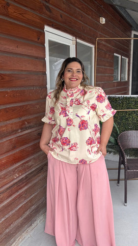 PINK WIDE LEG PANTS