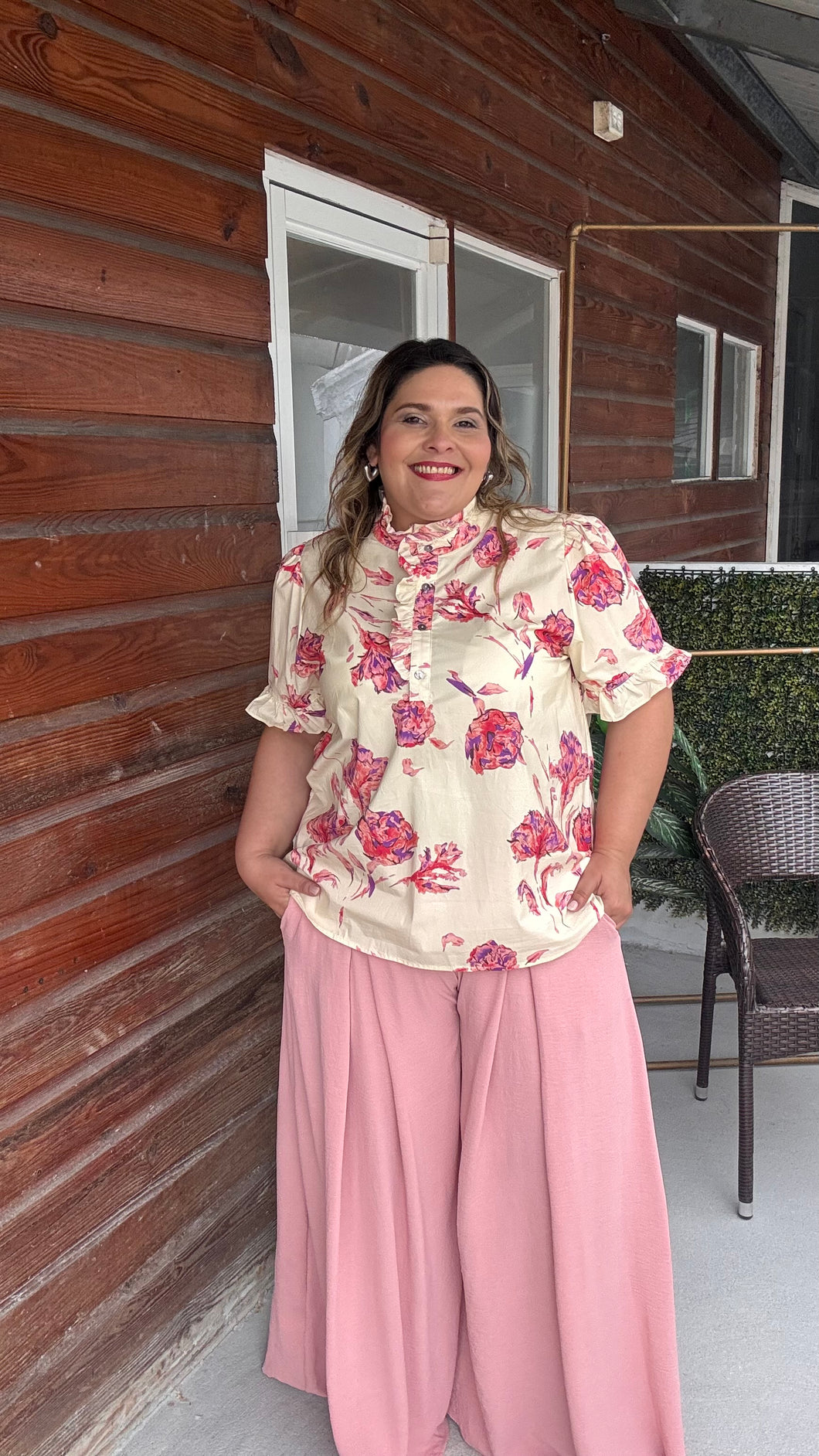 PINK WIDE LEG PANTS