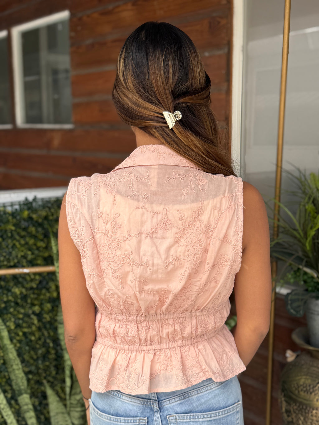 VEST  ROSA VIEJA BORDADO