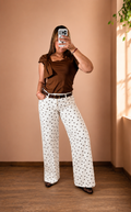 Blusa Café con Escote Cruzado y Moño Decorativo para Mujer/Blusas para Mujer en Panamá