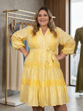 Vestido Amarillo Casual para Mujer con Encaje/Vestido Fresco y Elegante para Dama en Panamá